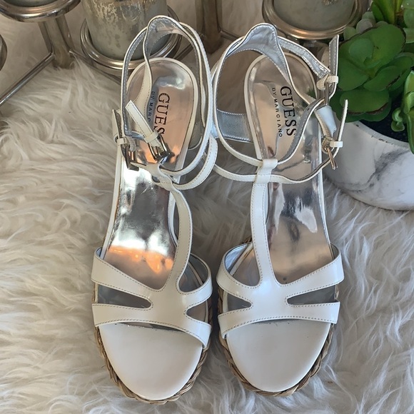 Guess By Marciano White Leather High Heel Sandal Size 7.5 - Picture 15 of 15